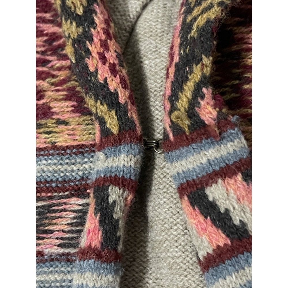 Free People Fair Isle Cardigan Sweater Medium Wool Boho Southwestern Aztec Artsy - Picture 4 of 9